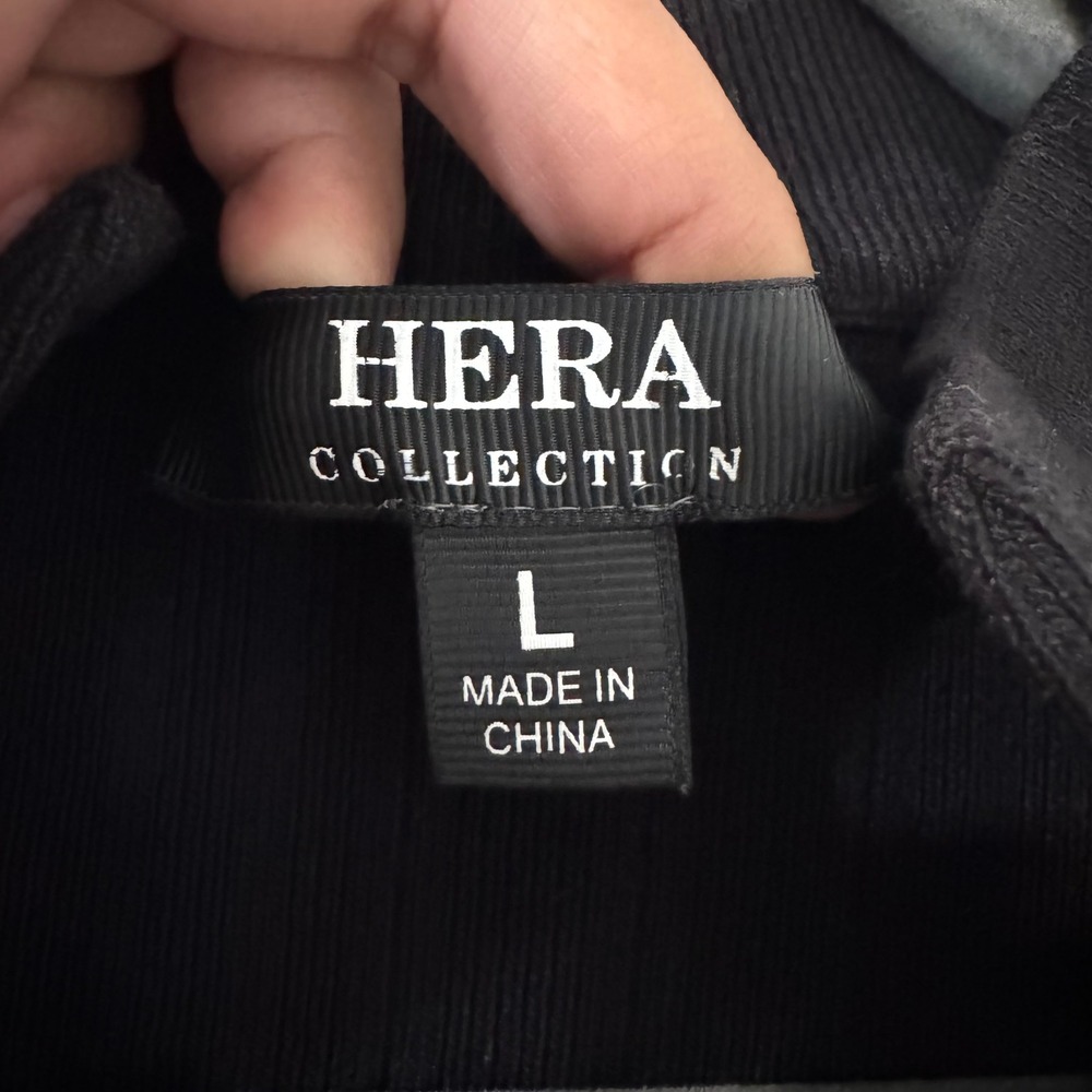 Hera Collection Black Studded Long Sleeve Zip Front Midi Dress L Edgy‎ Club Wear - Picture 3 of 6